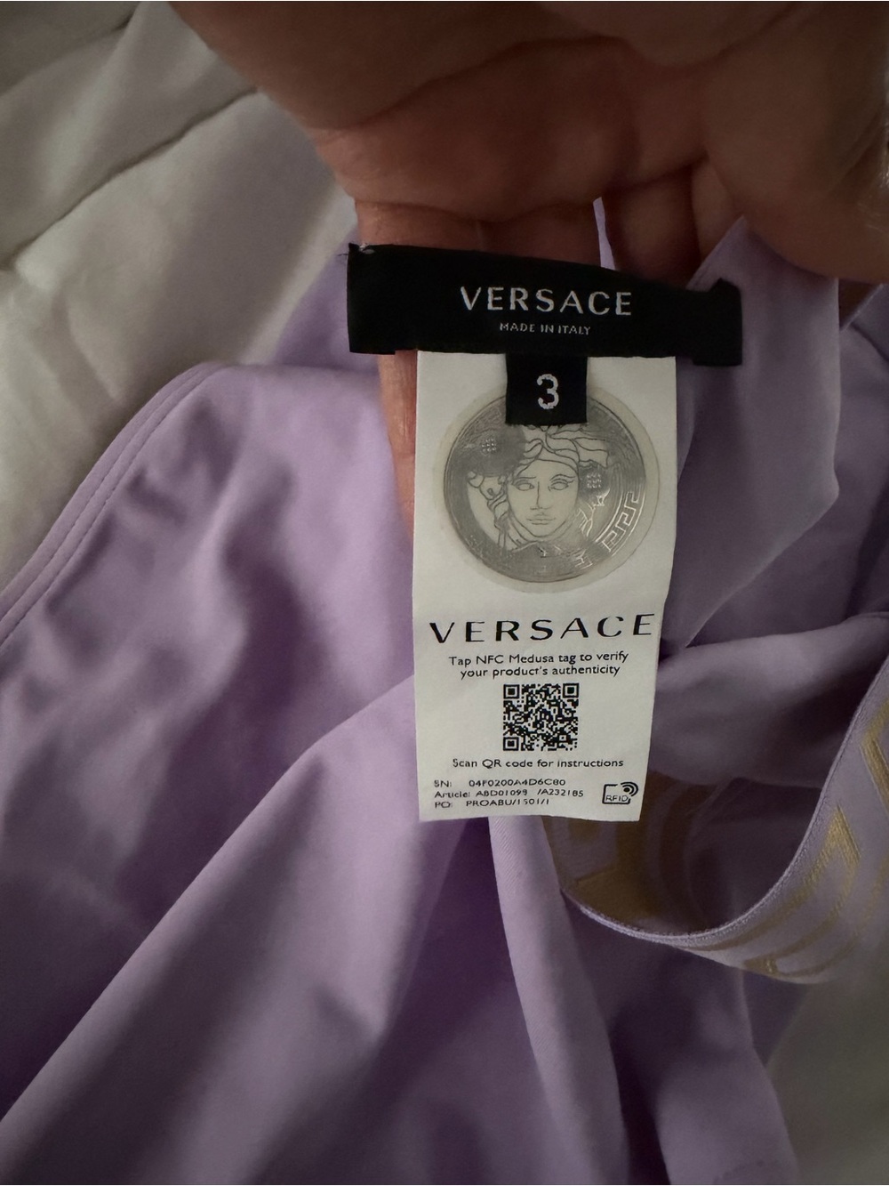 Versace Lavender Swimsuit with Gold-Trim Detail - Picture 8 of 8